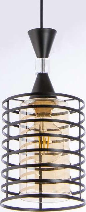 Lampa wisząca VEN Loftowa LAMPA wisząca VEN W-3991/1 BK metalowa OPRAWA druciana ZWIS industrialny czarny miodowy