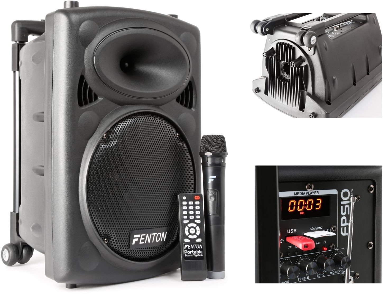 Kolumna mobilna z mikrofonem 150W Fenton FPS10 one size