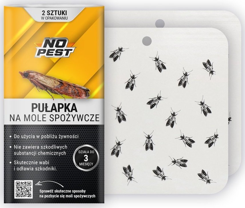 NO PEST Pułapka na Mole Spożywcze 2 szt Lep Środek Sposób Pułapka Lepowa na Mole Spożywcze Kuchenne Lep przeciw Molom