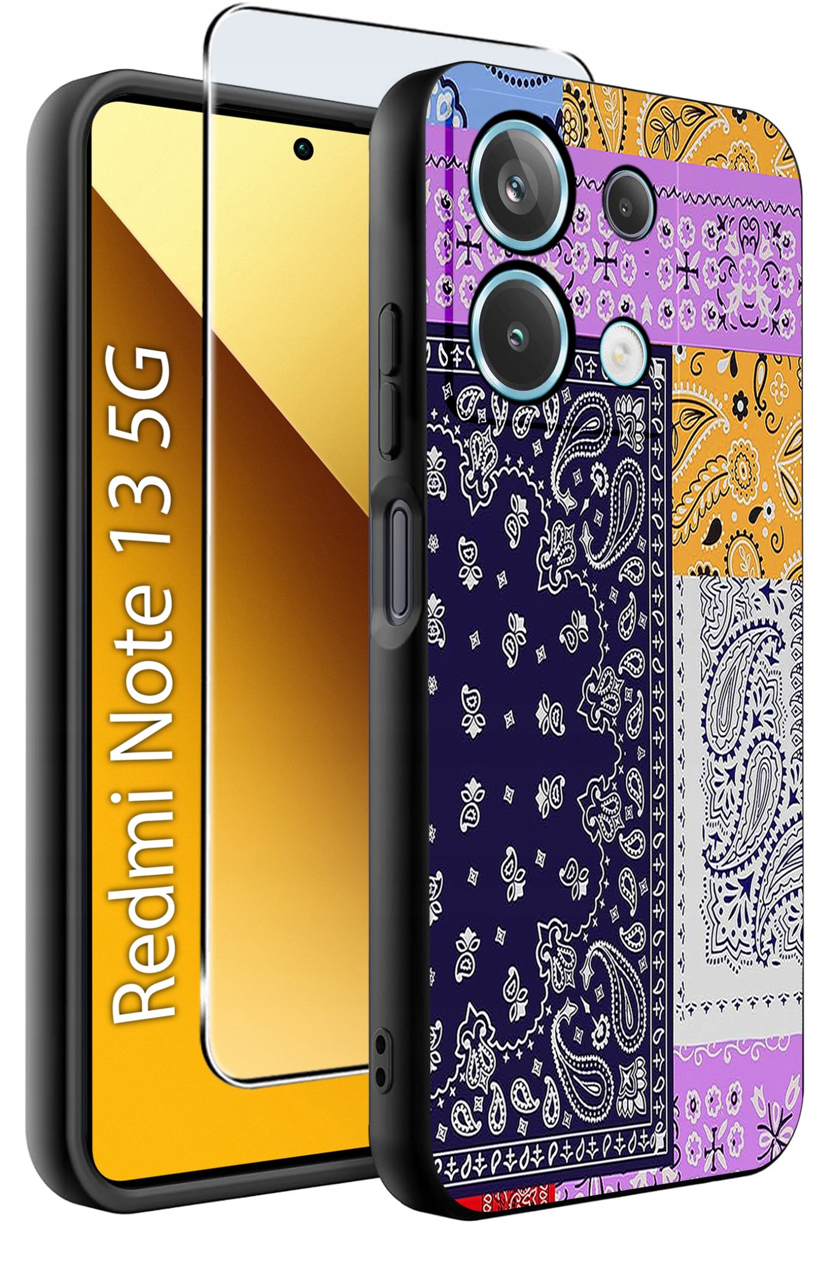 ETUI do Xiaomi Redmi Note 13 5G WZORY |SILIKONOWE MATT CASE +SZKŁO 9H