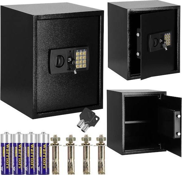 Springos Sejf domowy na pieniądze, kasetka z zamkiem elektronicznym, skrzynka pancerna czarna UNIWERSALNY