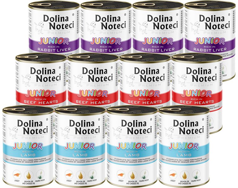 Mokra karma dla psa Dolina Noteci Premium junior mix bez drobiu 12 x 400 g