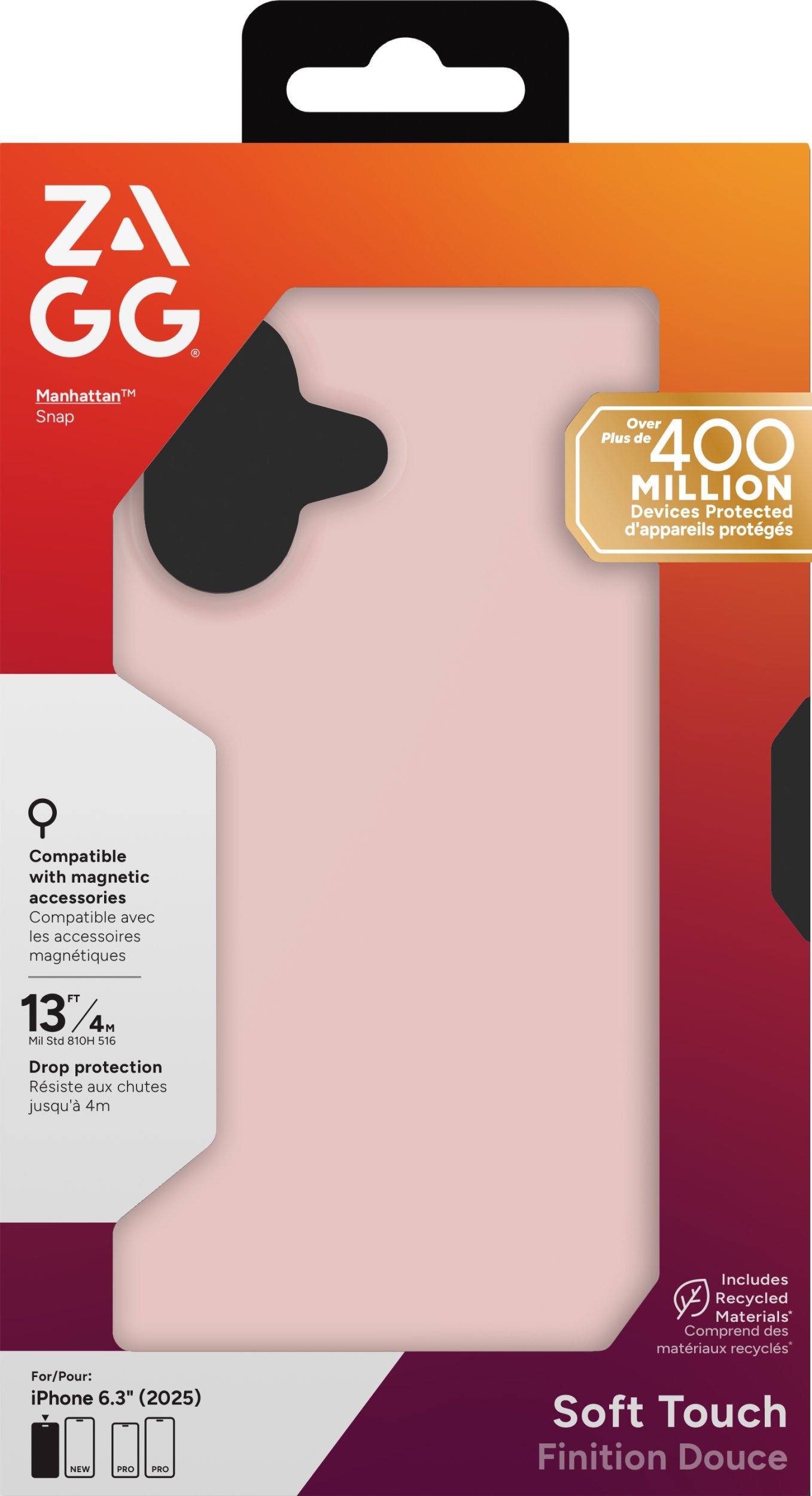 ZAGG Manhattan Snap - etui do iPhone 17 kompatybilne z MagSafe (pink blush)