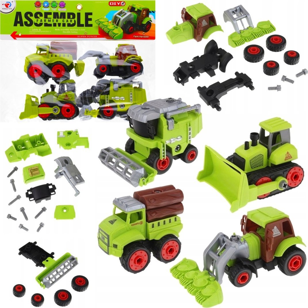 POJAZY ROLNICZE ROZKRĘCANE 4 SZTUKI ZESTAW