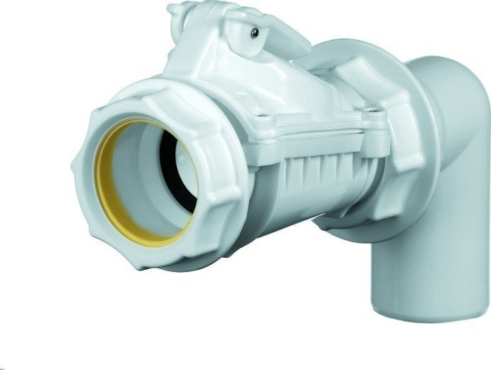 Karmat Zasuwa burzowa PP DN 50 wersja C z kolanem biała