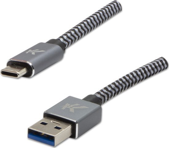 Kabel USB Logo USB-A - USB-C 1 m Czarno-szary