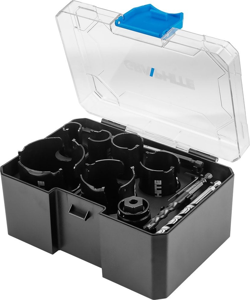 Otwornice stalowe z ostrzem z węglika spiekanego (19, 25, 32, 38, 51, 64 mm), zestaw 10 el.