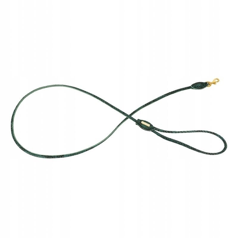 Smycz dla psa okrągła, Serpente, zielona, skórzana mosiądz, 8mm/120cm