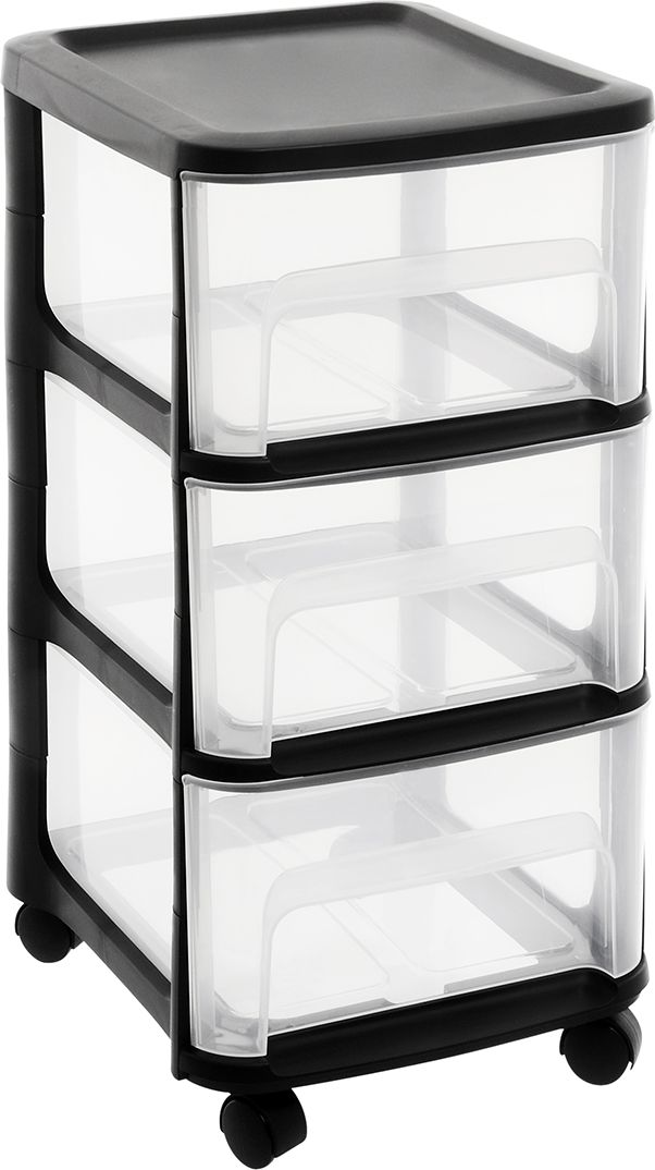 EDA Regał na kółkach City Tower z 3 szufladami czarny