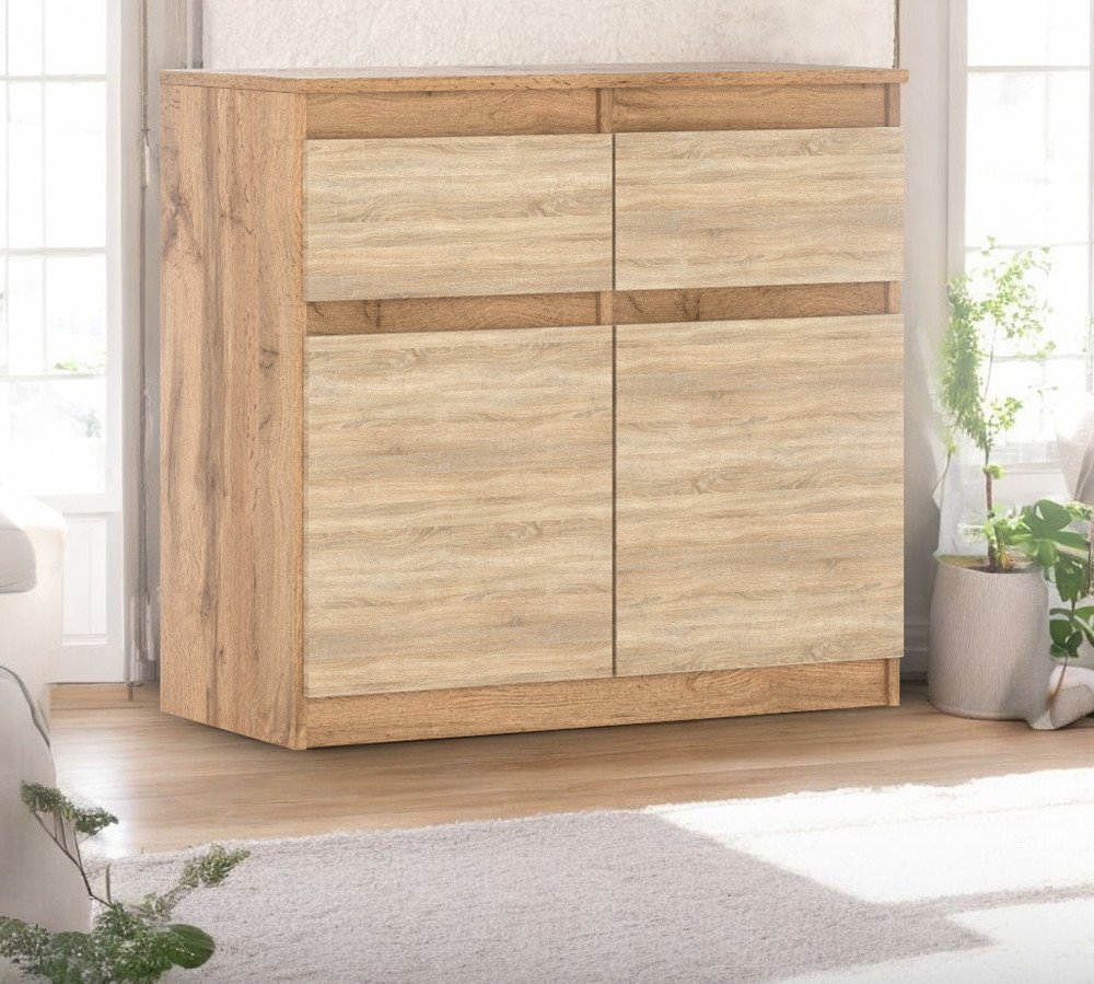 Komoda Z 2 Szufladami Wotan Sonoma Szafka Rtv Salon Sypialnia 80cm Oleksa