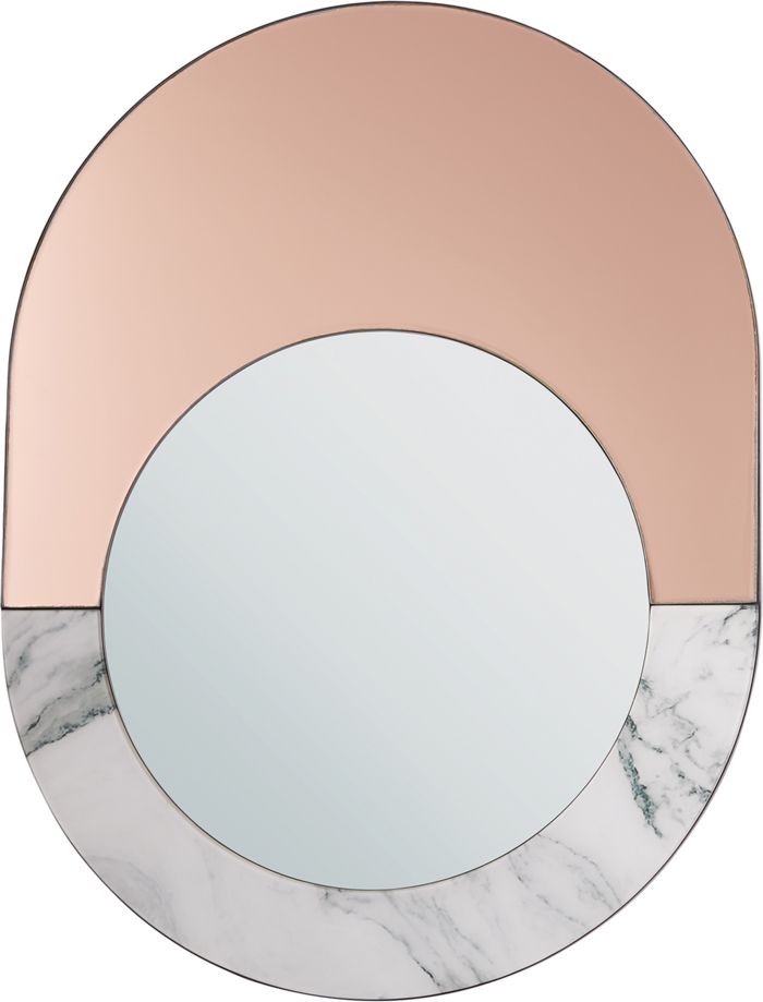 Shumee Owalne lustro ścienne 65 x 50 cm efekt marmuru RETY