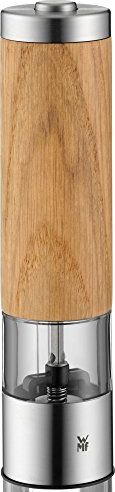 Młynek do przypraw WMF WMF Ceramill Elektryczny młynek do soli i pieprzu, niewypełniony, drewno dębowe, stal nierdzewna Cromargan, młynek ceramiczny,
