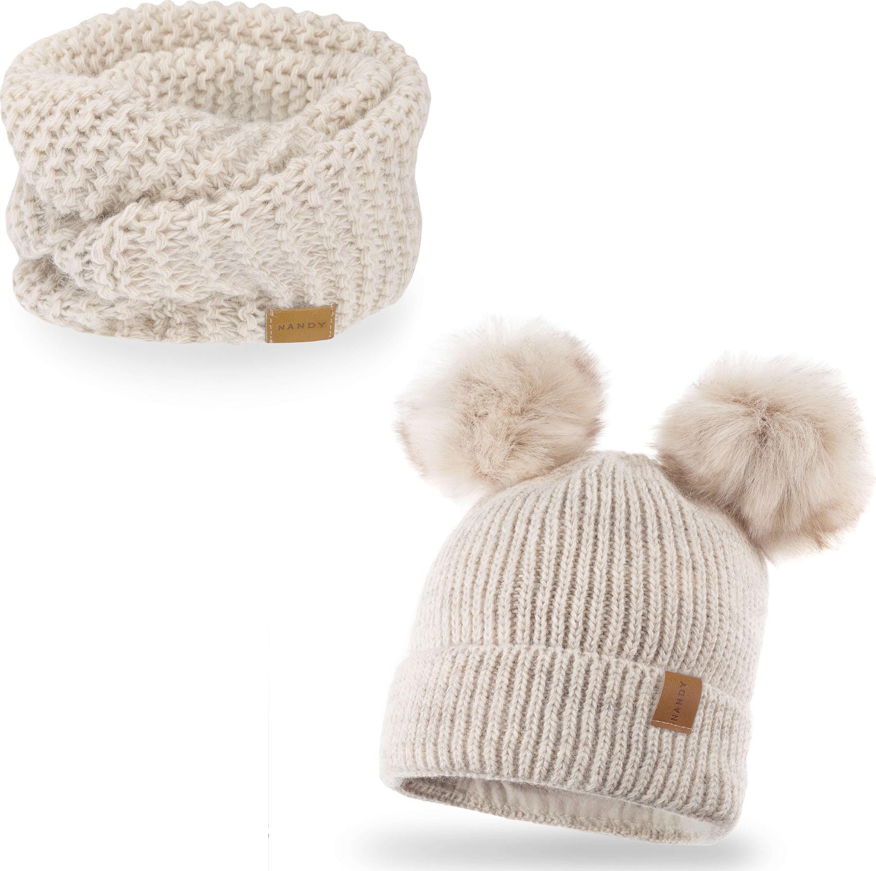 Nandy Nandy Komplet Dziecięcy Komin Czapka Z Polarem - Zest-Ck-17223-Beż