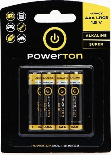 Powerton Bateria alkaliczna, AAA (LR03), AAA, 1.5V, , blistr, 4-pack