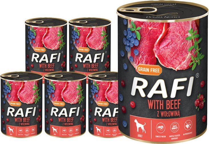 Mokra karma dla psa Rafi z wołowiną zestaw 24 x 400 g