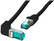 EFB RJ45 Patchkabel S/FTP Cat.6A LSZH einseitig 90 Grad gewinkelt 5m schwarz
