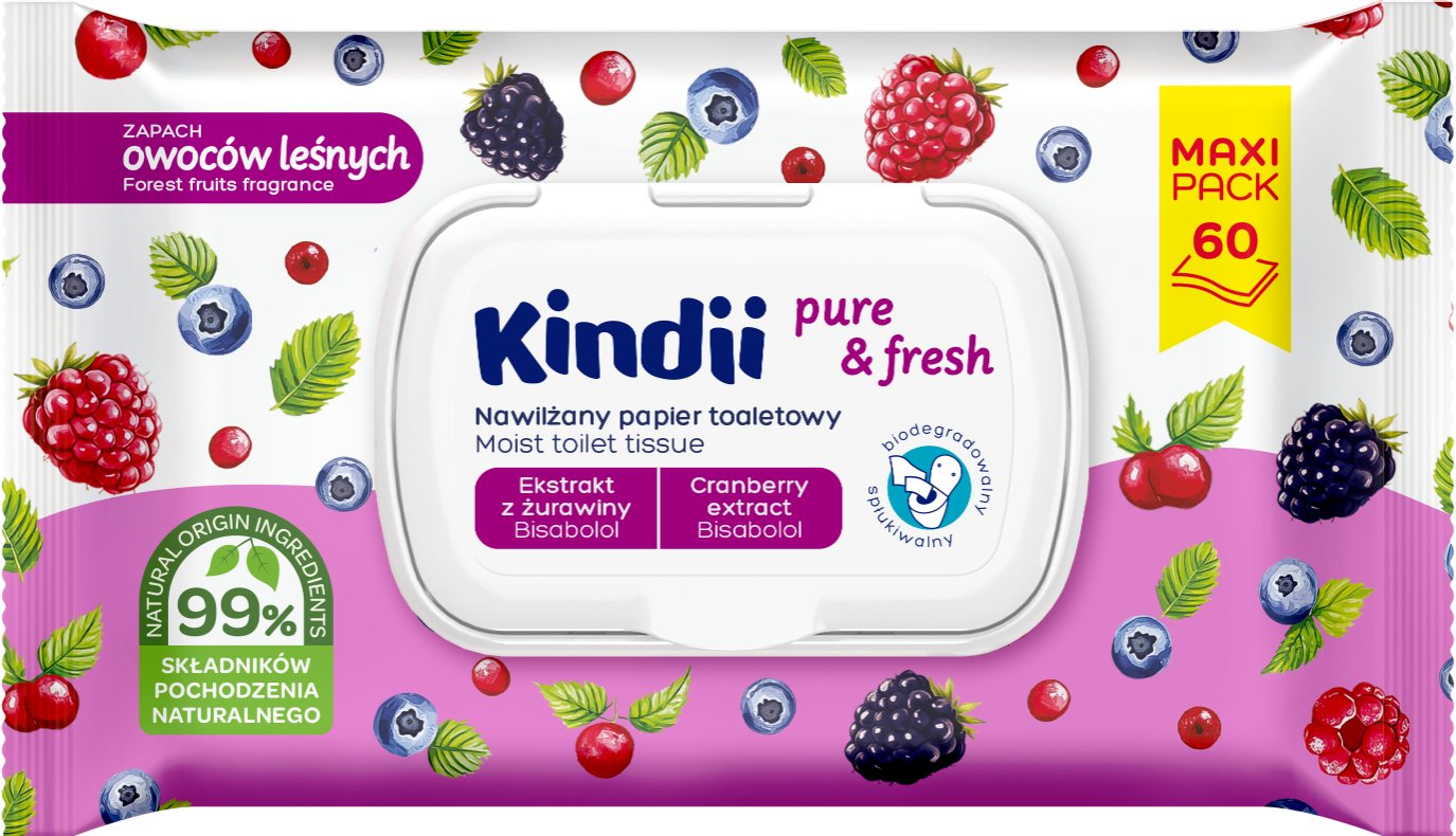 041962 HH Papier nawilżany Kindii pure&fresh owoce leśne 60 szt.