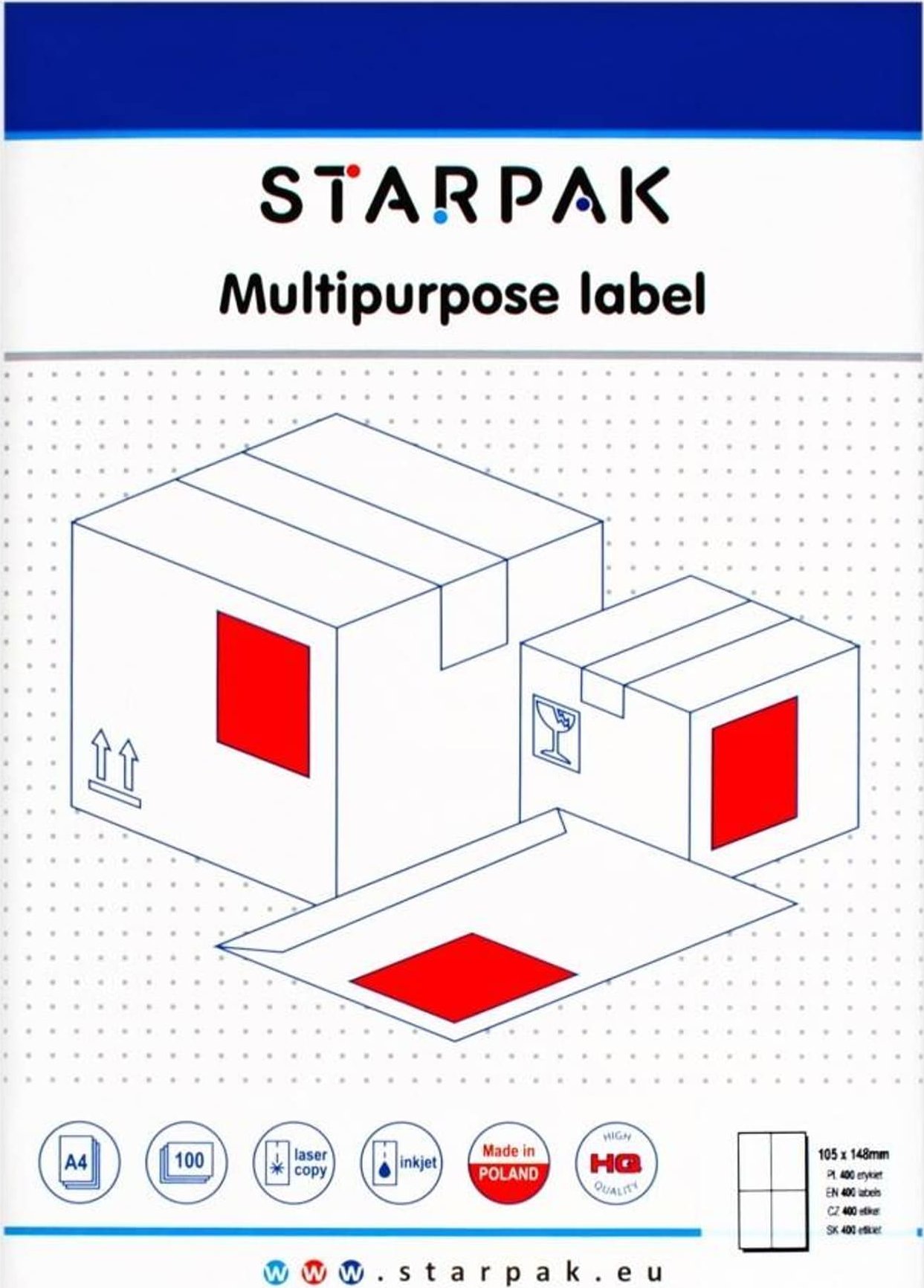 Starpak I ETYKIETA SPRZYL 105X148 STK PUD OP400SZT 1/10