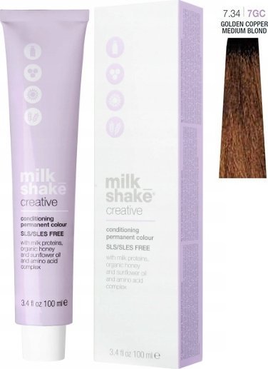 Milk Shake Milk Shake, Creative, SLS/SLES-Free, Permanent Hair Dye, 7.347GC Golden Copper Medium Blond, 100 ml For Women