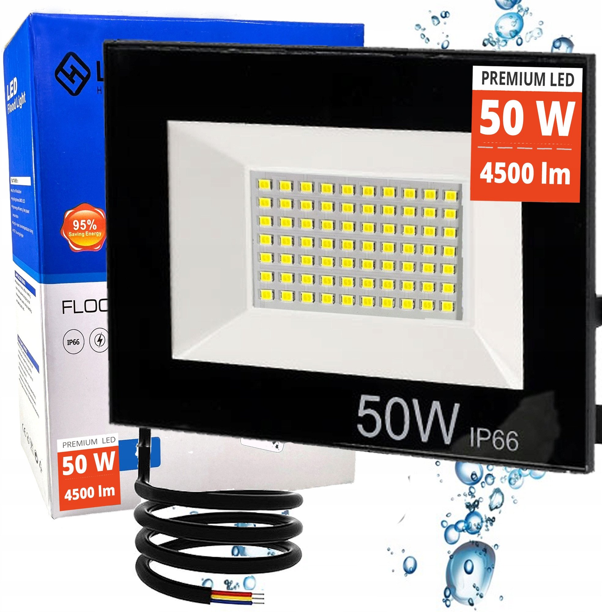 Halogen Reflektor LAMPA robocza NAŚWIETLACZ WODOODPORNY LED PREMIUM