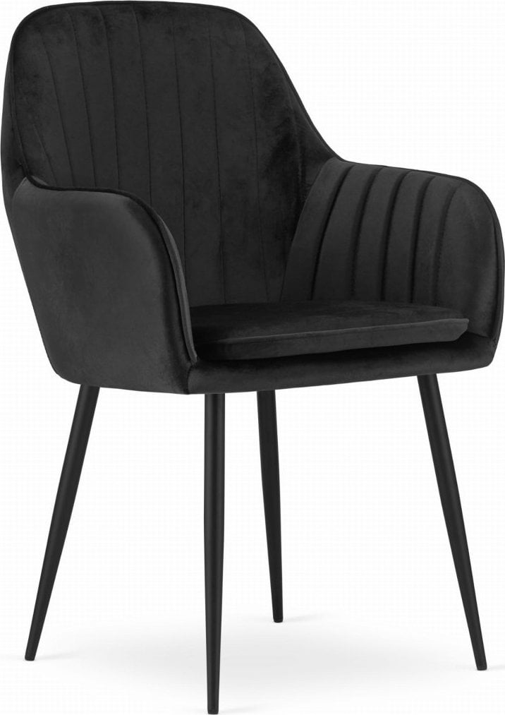 Leobert Krzesło LUGO - aksamit czarny / nogi czarne x 1