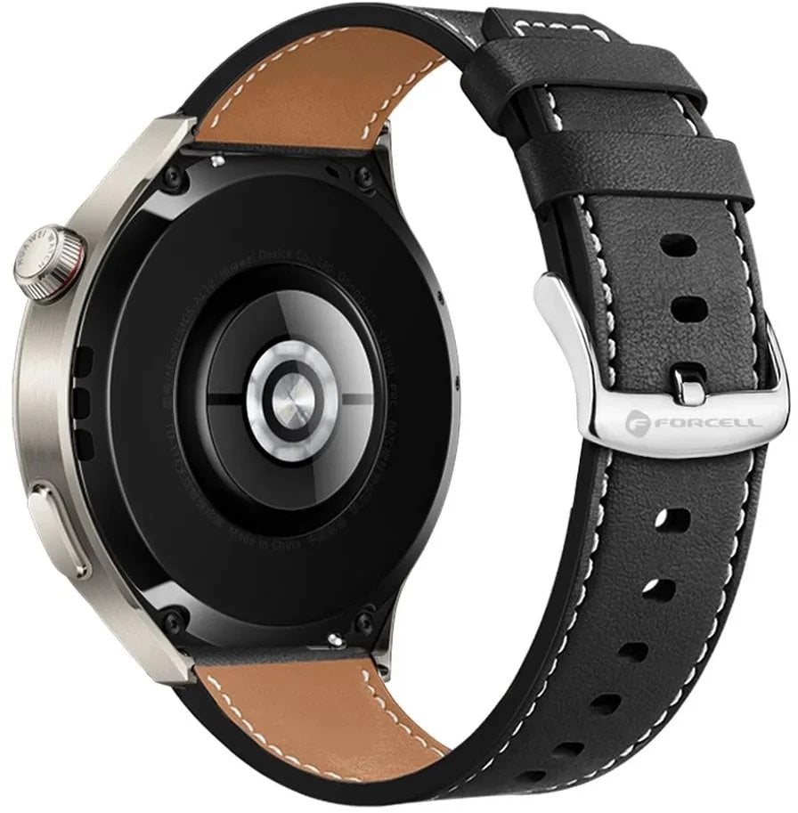 Pasek do Samsung Galaxy Watch Forcell F-Design FS21 dziurki skóra ekologiczna 22 mm czarny