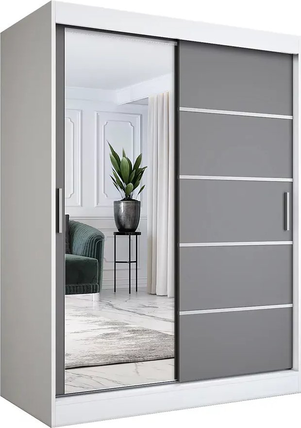 Elior Szafa przesuwna biel + antracyt 150 cm - Felix 4X