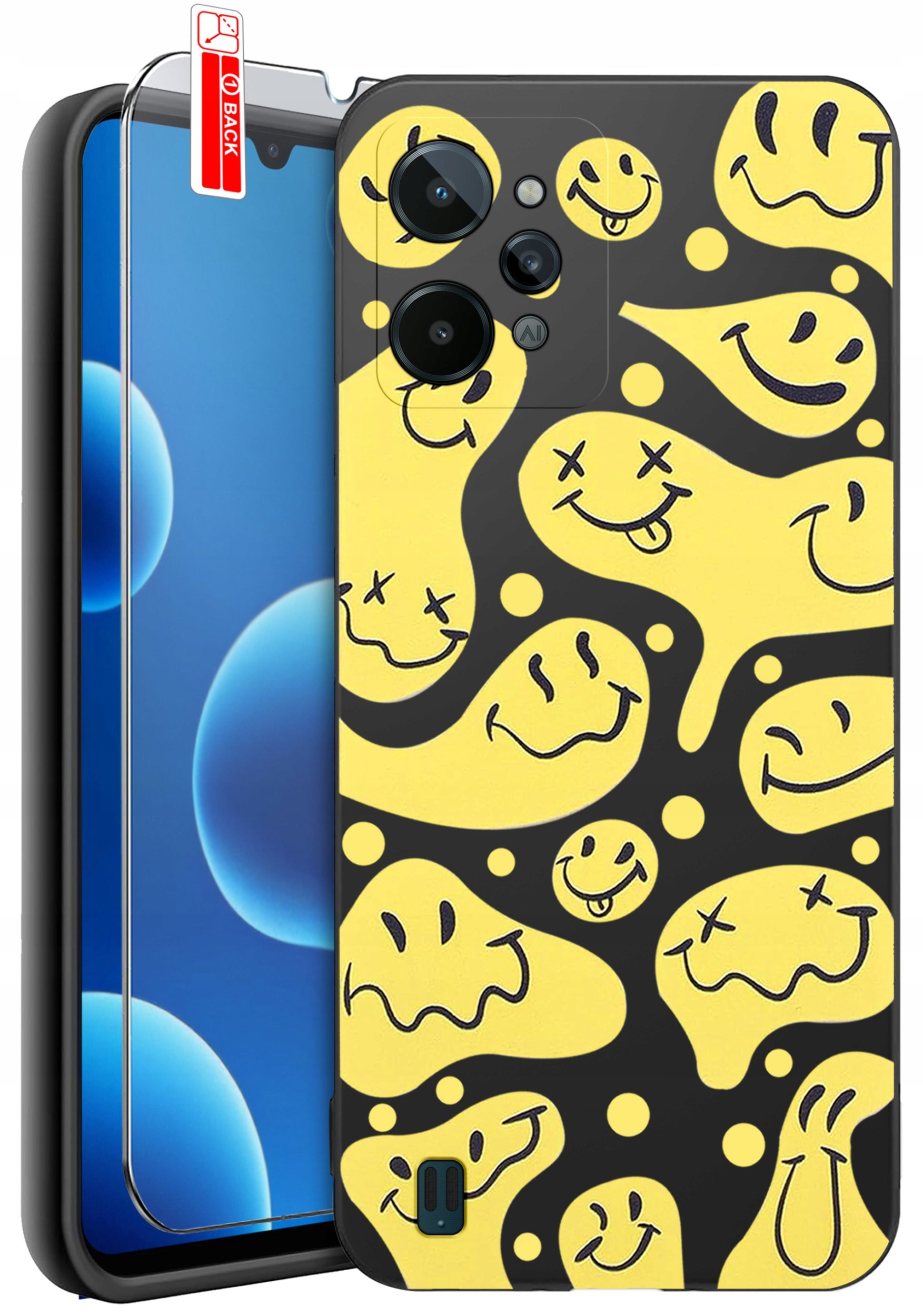 ETUI do Realme C31| WZORY | SILIKONOWE MATT CASE + SZKŁO 9H