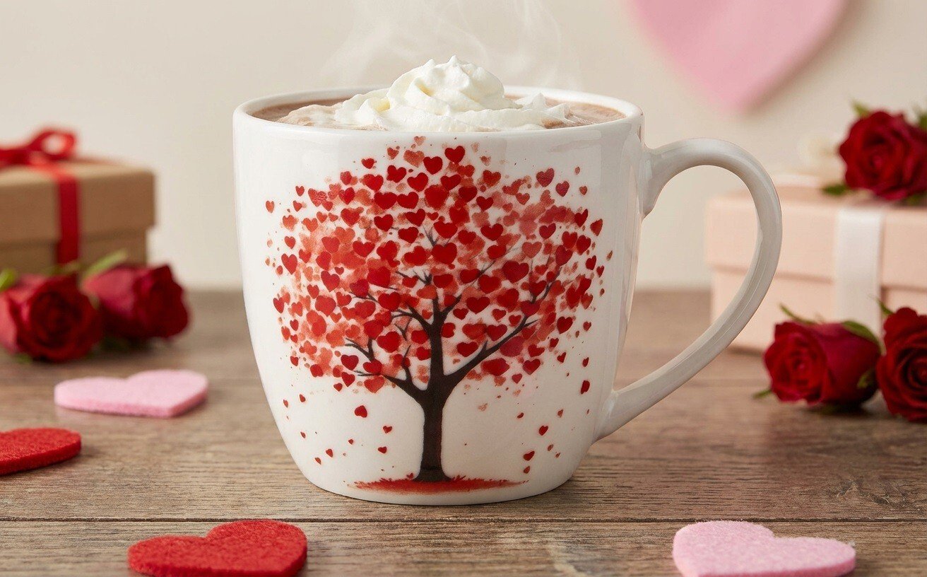 Kubek porcelanowy 460 ml Drzewo w koszyczku