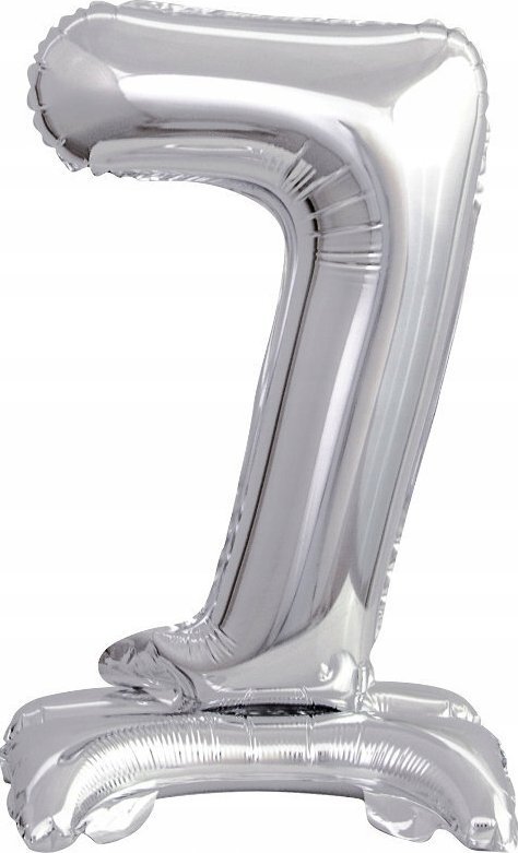 AMSCAN Balon foliowy mini cyfra 7 ze stopką srebrny 22x40cm 9911730