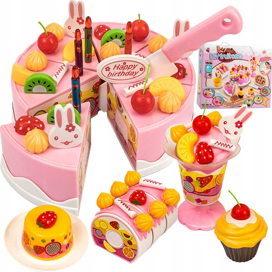 Tort Urodzinowy Do Krojenia Zestaw Dla Dzieci Świeczki + Akcesoria 75 El