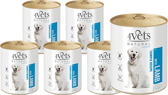 Mokra karma 4Vets Natural dla psa z jagnięciną puszka 12 x 800 g