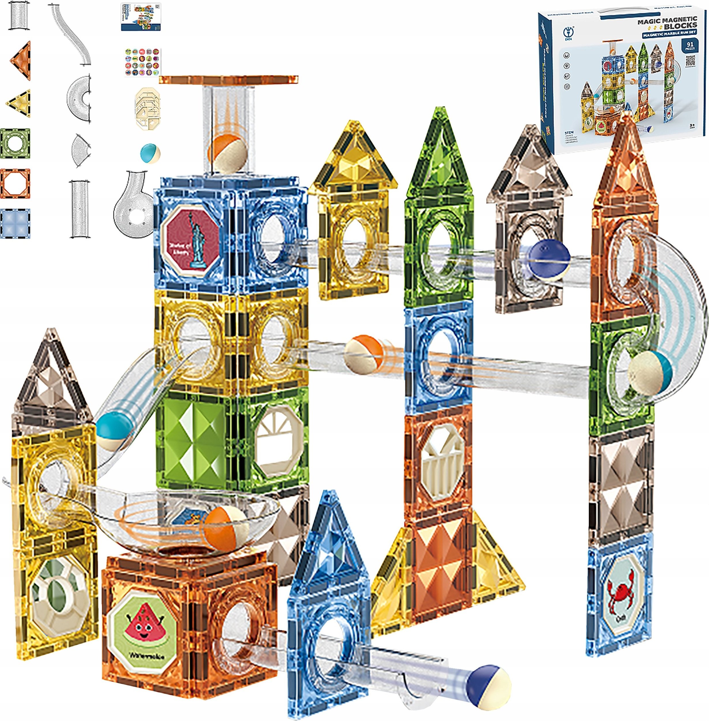 Klocki Magnetyczne Konstrukcyjne TOR KULKOWY 91 El. Kulodrom