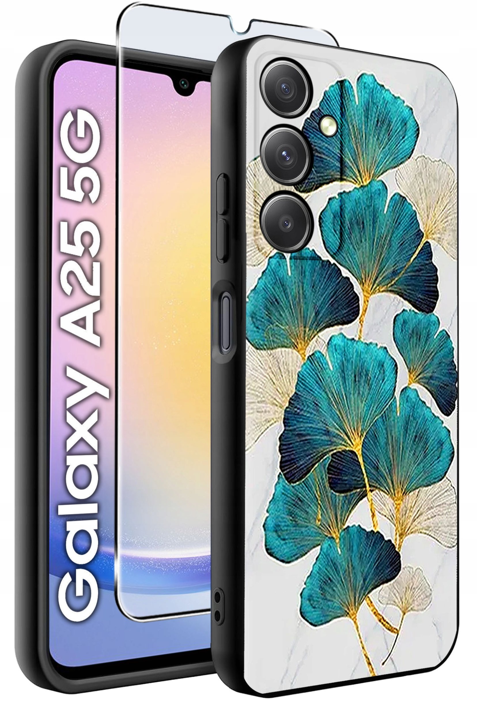 ETUI do Samsung A25 5G WZORY | SILIKONOWE MATT CASE + SZKŁO HARTOWANE 9H