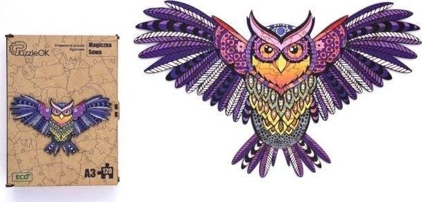 PuzzleOK Puzzle drewniane eko 120 Magiczna sowa A3