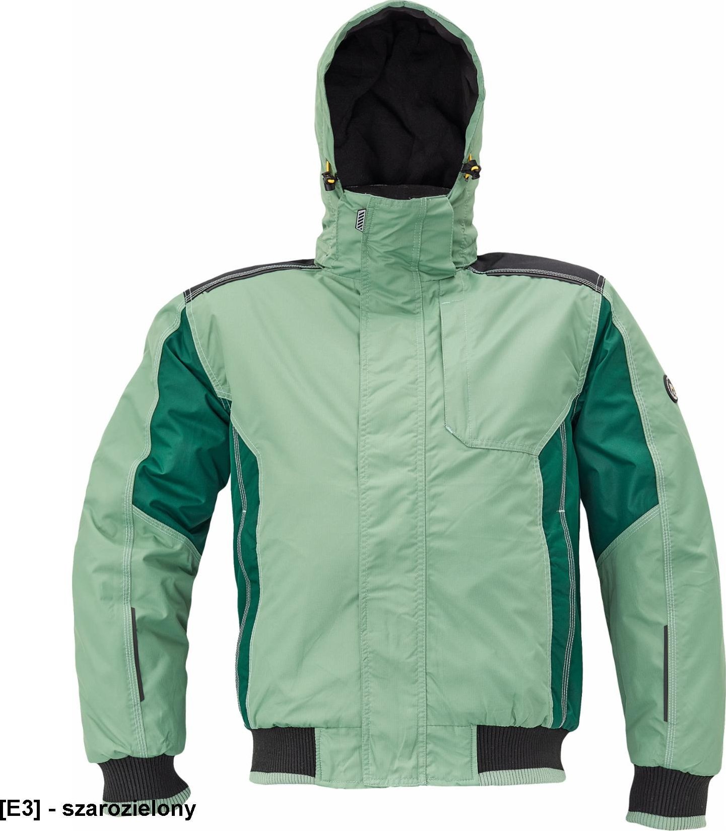 CERVA DAYBORO pilot kurtka - męska kurtka pilotka, odpinany kaptur, polar kołnierz i w kapturze, odblaskowe elementy, 100% poliester - szarozielony 3X