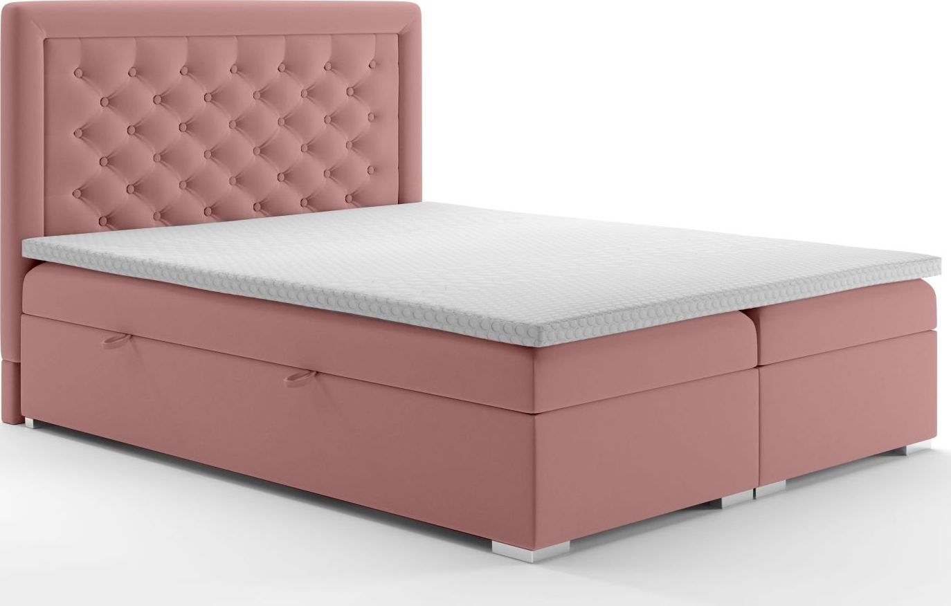 LAVERTO Łóżko kontynentalne AMIGO 180x200 różowe velvet z pojemnikiem