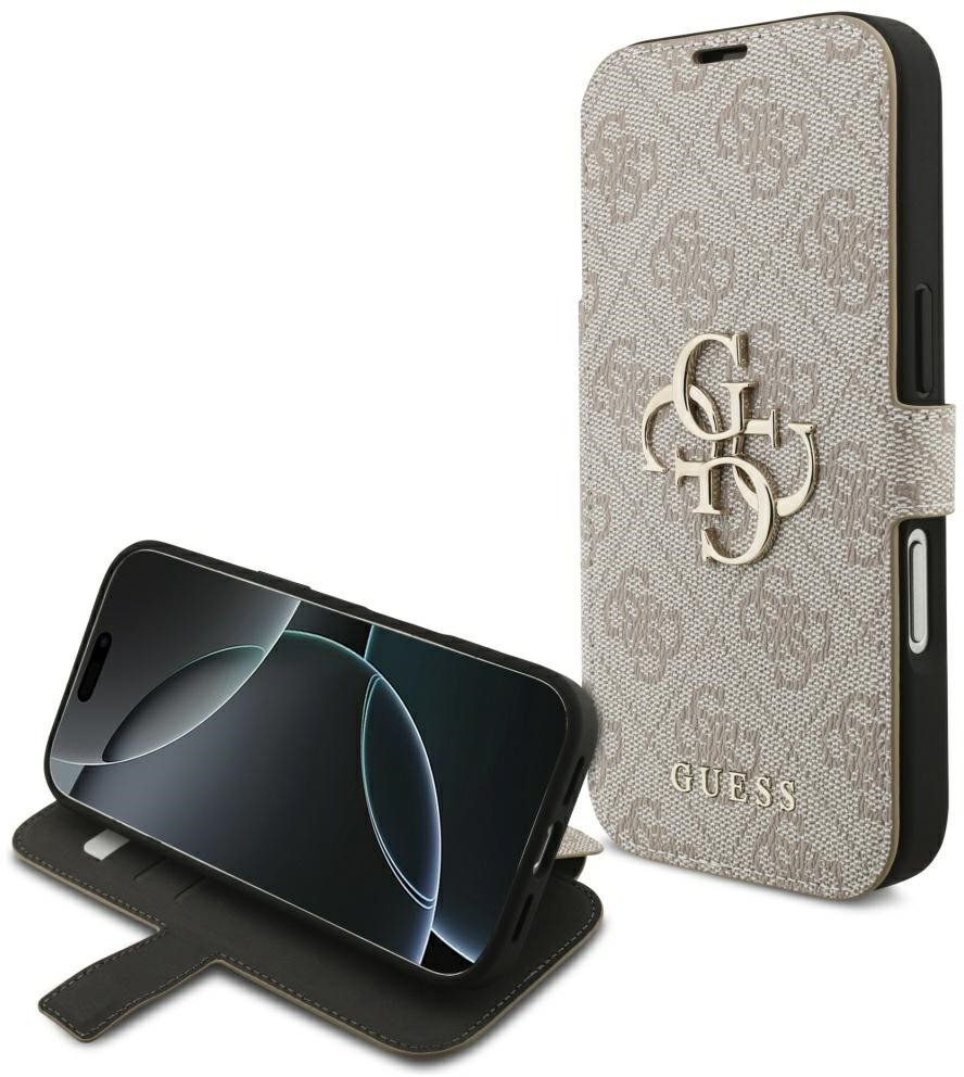 Guess Etui Book 4G Metal Logo do iPhone 17 Pro różowy