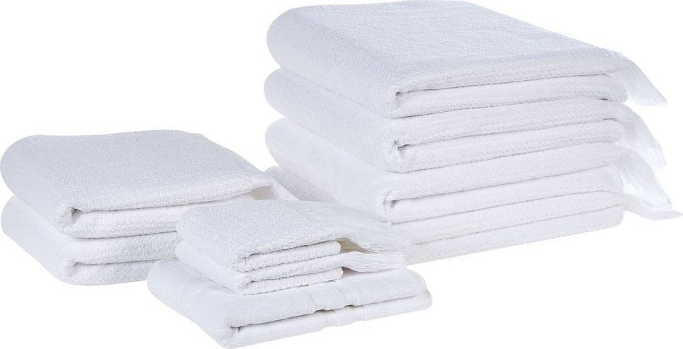 Beliani Komplet 9 ręczników bawełnianych frotte biały ATIU