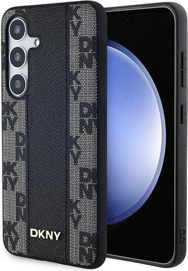 DKNY Leather Checkered Mono Pattern MagSafe - Etui Samsung Galaxy S24 (czarny)