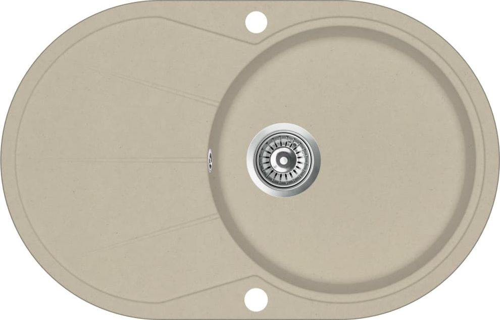 Zlewozmywak vidaXL Granitowy jednokomorowy, owalny, beżowy