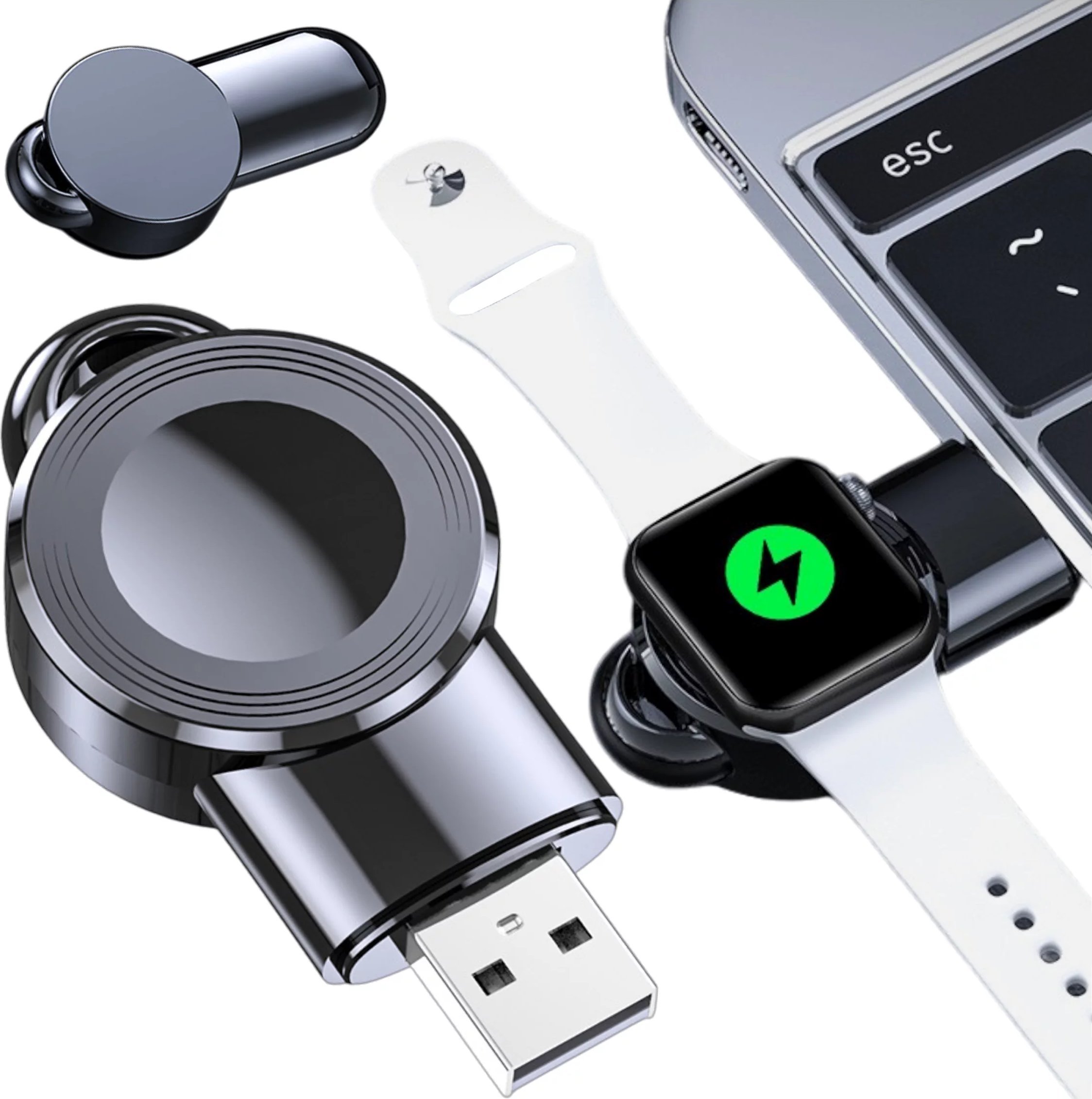 Mini ładowarka indukcyjna do ładowania Apple Watch USB Alogy High-end Chip Czarna