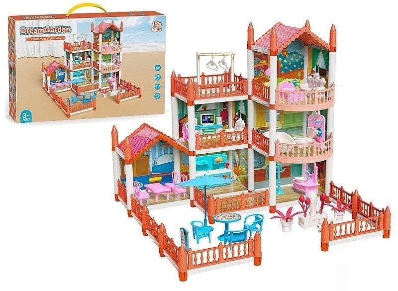 Domek dla lalek 2 piętra + akcesoria