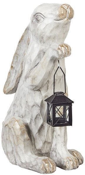 Beliani Figurka ogrodowa Królik GERLAND Ceramika Złamana biel