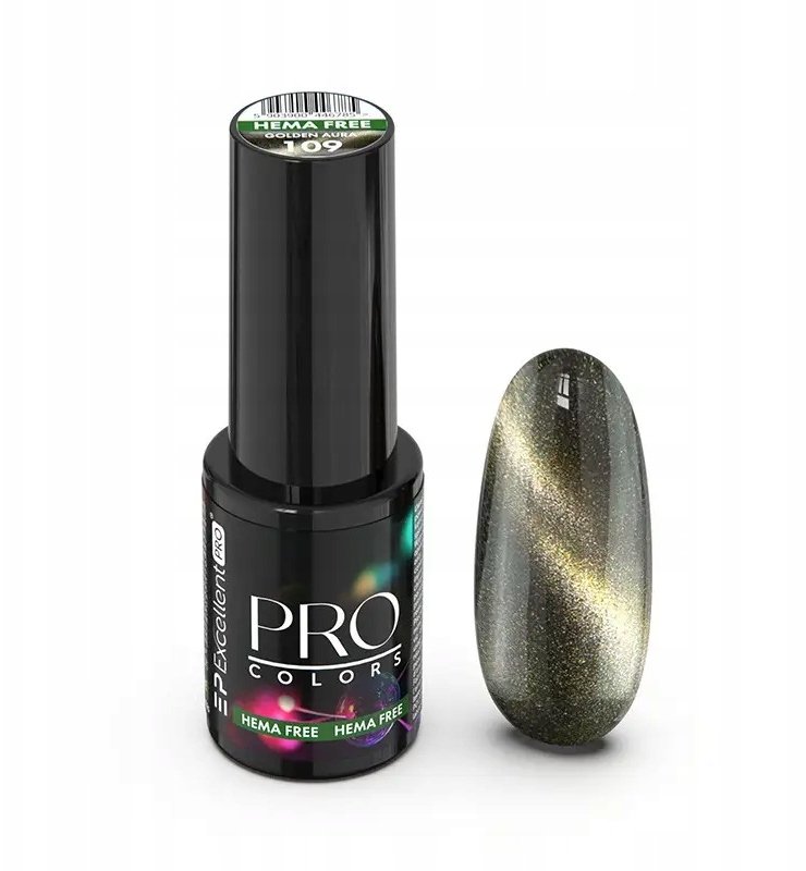 EXCELLENT PRO_Pro Colors Hema Free Cat Eye lakier hybrydowy 109 Golden Aura 7g