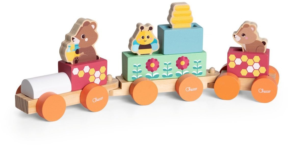 Drewniany pociąg z wagonami i figurkami MY WOOD FRIENDS Chicco