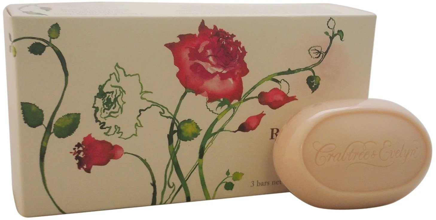 Floris Set Trio, Crabtree & Evelyn, Rosewater, Hydrating, Soap Bar, 3 pcs, 85 g For Women