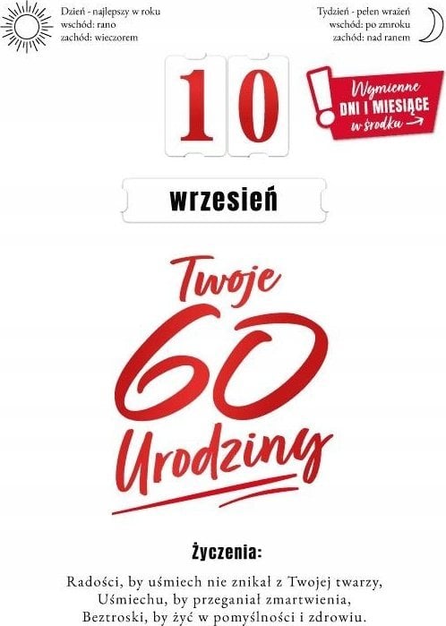 KUKARTKA Karnet Urodziny 60 wymienne cyfry