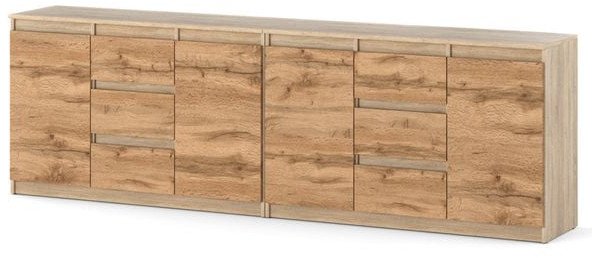 Komoda Duża Do Salonu Sypialni 6 Szuflad Dąb Sonoma Wotan Szafka 240cm