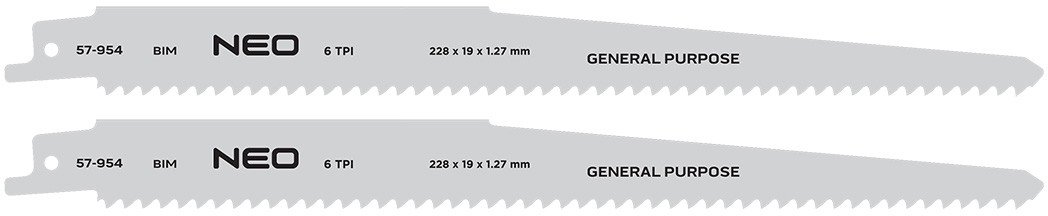 Brzeszczoty do piły szablastej 228 x 19 x 1.27 mm, 6TPI, kpl. 2 szt.